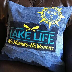 Lake Life Pillow Cover, 18 x 18: Decorative Summer House Cabin Porch Decor